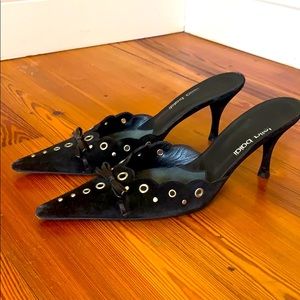 Black suede heels